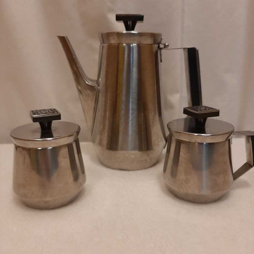 Velvet Stanley Roberts Tea Coffee Pot Sugar Creamer Lids Stainless Steel Japan